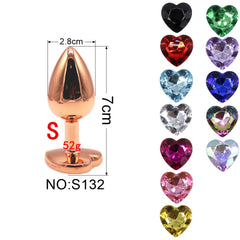 Small S Rose Gold Heart Diamond Butt Plug AD205