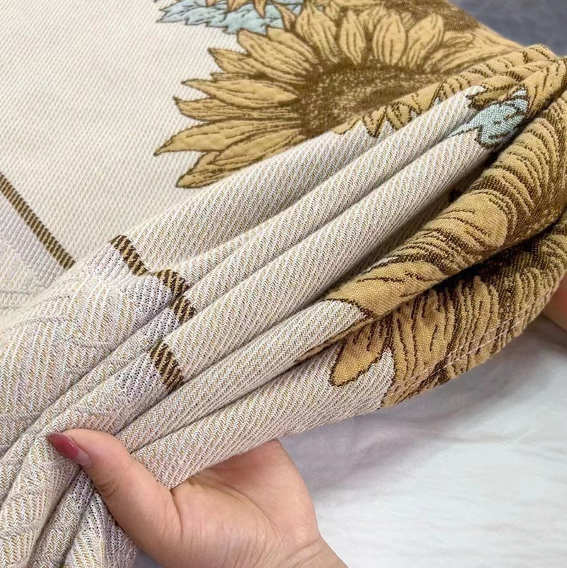Thick Cotton Towel Blanket with Sunflower Design 230x250