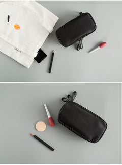 Black Nylon Double-Zipper Cosmetic and Toiletry Bag