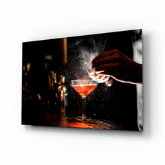 Bartender Mist Spray Red Cocktail Glass Wall Art